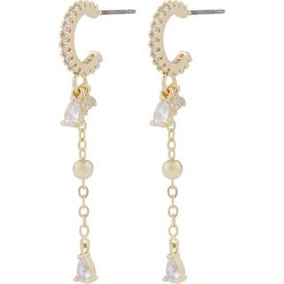 SNÖ of Sweden Seine Oval Pendant Earrings Gold Clear Onesize