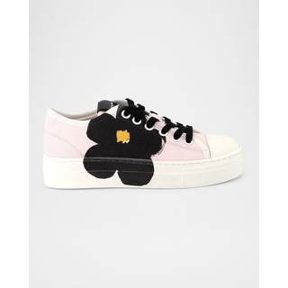 Marc Jacobs Kids Marc Jacobs Pink Flower Trainers With Logo