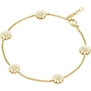 Georg Jensen Daisy armbånd i forgyldt med hvid emalje Ø7 mm