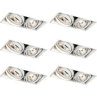 Sæt med 6 indbygningsspots hvid GU10 70mm 2-lys Trimless - Oneon