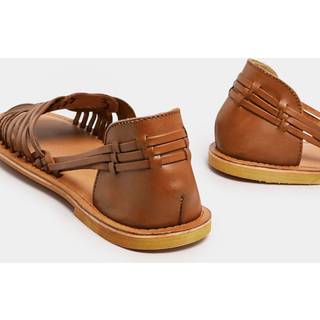 Yours Curve Yours Curve Natural Wide Fit Woven Leather Flat Pumps