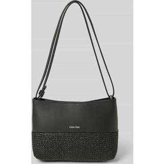 Convertible Raffia Shoulder Bag - Black - One Size