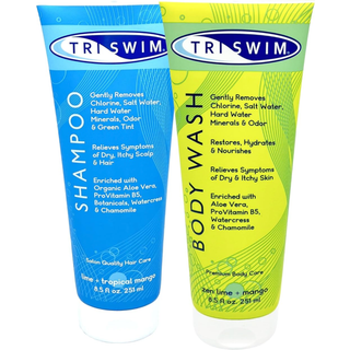 Triswim Chlorine Fjernelse Body Wash & Swampoo Set 8,5 fl oz hver | Komplet sv?mmepleje med Aloe Vera Pro-Vitamin B5 og Chamomile | Ideel til fug