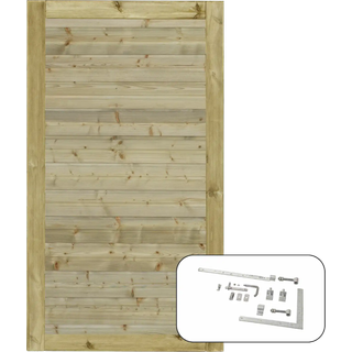 PLUS Plank enkeltlåge inkl. beslag, PEFC, nåletræ - 100 x 163 cm
