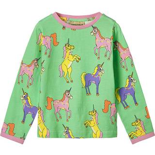 Småfolk Unicorns Langærmet T-shirt Minty Green Tea 2-3 Y  Grøn  2-3 år  kvinde