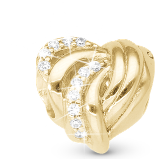 Christina Jewelry Spellbound Hjerte forgyldt charm til sølvarmbånd på 4 mm