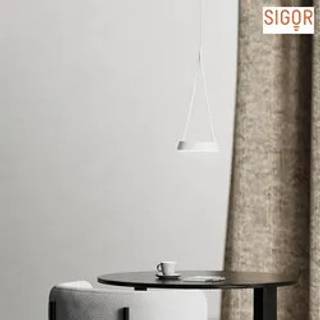 Sigor Hængelampe Mahina, dæmpbar, Hvid/opal, Stue/spisestue, Aluminium, Moderne