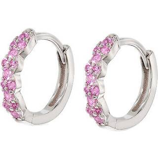 trendor 68193 Mädchen-Ohrringe 925 Silber Klapp-Creolen Mit Rosa Zirkonia