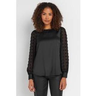 M & Co M & Co Black Dobby Sleeve Blouse