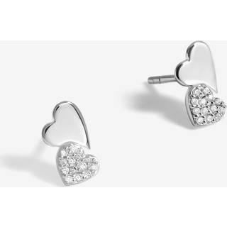 Simply Silver 925 Pave Double Drop Hjerte øreringeEn