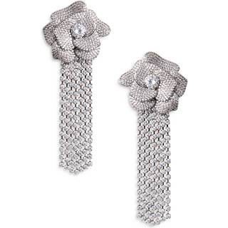 Self-Portrait Crystal-embellished drop earrings - silver - One Size