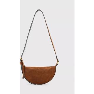 All Saints AllSaints Brown Halfmoon Suede Xbody Bag
