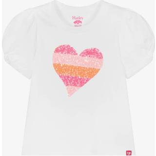 Hatley Hatley 100% Cotton Double Hearts Twisted Sleeve White T-Shirt