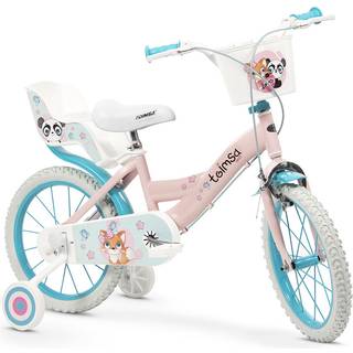 Toimsa: Børnecykel med kurv og dukkesæde - størrelse 16