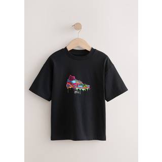 Next Black/ Brights Football Boot Relaxed Fit Short Sleeve Graphic Print T-Shirt (3-16yrs)