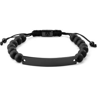 Onyx Perlearmbånd med Sort Rustfri Stålplade & Justerbar Længde