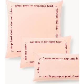 Pudebetræk i bomuldspercale Roya med broderet indskrift