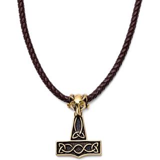 Brun Læderhalskæde med Guldfarvet Ulv