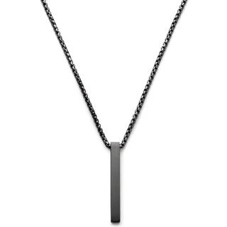 Mat Sort Rustfri Stål Halskæde med Linje Vedhæng