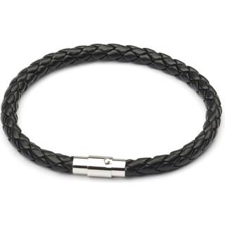 Sort håndlavet læder armbånd mænds metal spænde