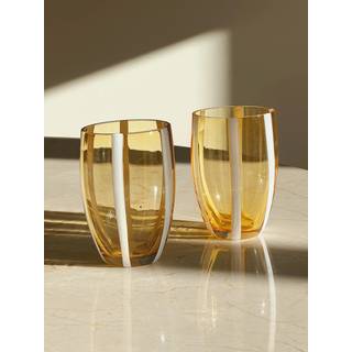 Zafferano - Gessato vandglas | Amber striber - Sæt med 2 stk.
