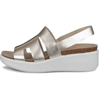 ECCO Flowt Wedge Cork - Sandaler i læder med kilehæl i kork til damer - Guld - Size: 40 (UK 6.5-7)