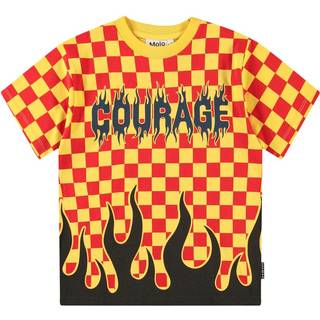 Molo Rodney Short-Sleeved T-Shirt Flame Check 164 cm  Gul  164 cm  mand