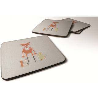 """" Caroline's Treasures Alphabet F for Fox Foam Coaster Set på 4 3,5 multicolor """"