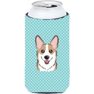 Checkerboard Blue Corgi Tall Boy Beverage Isulator Hugger BB1191TBC