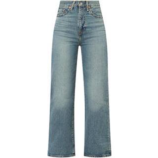 Levi'stil kvinder. A6081-0022 Ribcage jeans med brede ben blå (25/30), Casual, Bomuld, Denim