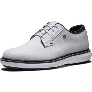 FootJoy Traditions Blucher Vandtætte Herre Golfsko Uden Spikes - White/White/Navy - Str. 42 1/2 Bred