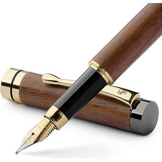 Wordsworth & Black's Fountain Pen Set Luxury Bambus Wood - Medium NIB Gift Case; Inkluderer 6 bl?kpatroner med bl?kp?fyldningskonverter -Journali