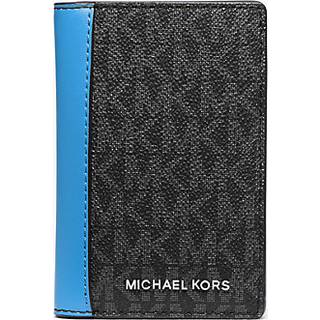 MK Hudson Signature Logo Folio Card Case - Blue - Michael Kors - ONE SIZE