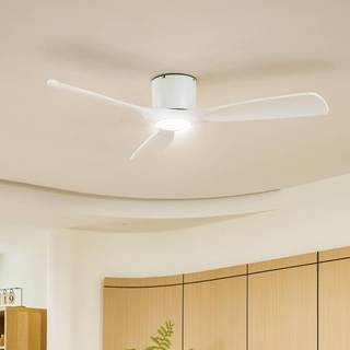 Lucande Smart LED-loftventilator Moneno, hvid, DC, Tuya