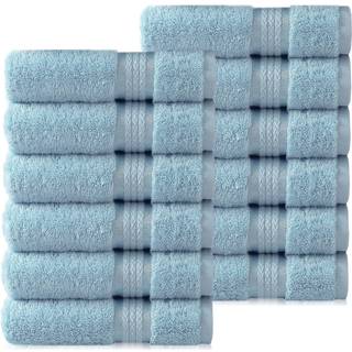 Bomuldsh?ndv?rk Ultra Bl?de vaskeklud -12 PAKK - 12X12-100% BOMULL FACECLOTHS - Baby Wash Cloth Set - Absorberende hurtig t?r hverdags luksus bad
