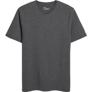 Next Charcoal Grey Marl Regular Fit Essential V-Neck T-Shirt