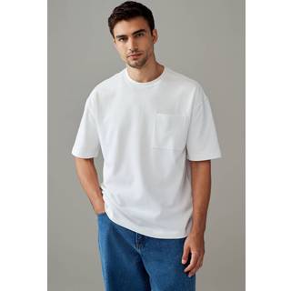Next White Relaxed Fit Supersoft Heavyweight Pocket 100% Cotton T-Shirt