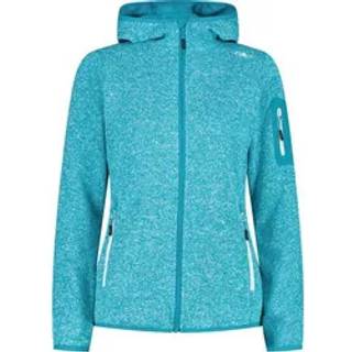 CMP Women's Jacket Fix Hood Jacquard Knitted 3H19826 Fleecejakke Damer størrelse 44 farve turkis