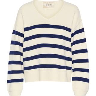 Cream Crmuka Knit Polo Pullover Strik 10613141 Eggnog Ocean Cavern Stripe (XLARGE)