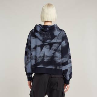 Sprayed Letters Loose Hooded Sweater - Multi color - Women