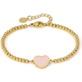 Nomination Emosfere Gold Pink Heart Beaded Stainless Steel Bracelet - 15cm