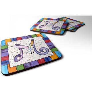 """" Caroline's Treasures 8436-MFC Beach and Seafood Foam Coasters (Sæt på 4) 3,5 """" ""H X 3,5"" """" W Multicolor """"