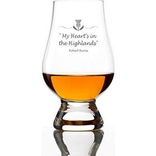 Officiel Glencairn Scottish Whisky Glass indgraveret med 'Mit hjerte er i Highlands' Robert Burns -citat | Lavet i Skotland