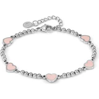 Nomination Emosfere Five Pink Heart Beaded Stainless Steel Bracelet - Silver - 15cm