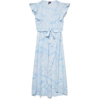 VERO MODA Vmpage S/L LONG WRAP DRESS  LO Airy Blue Aop:mona S