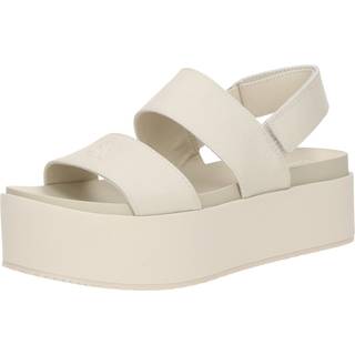 Canvas Platform Wedge Sandals - Beige - EU 41