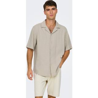ONLY & SONS Latham Resort Linen Structure Shirt Silver Lining