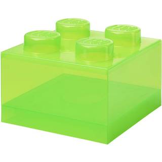 Room Copenhagen Lego® Brick Opbevaringskasse Translucent 4 Knopper Light Green - Småopbevaring børn Plast Lysegrøn - 40090806