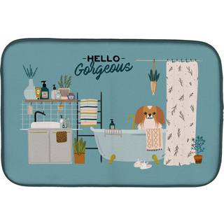 """" Caroline's Treasures CK7525DDM Red White Pekingese in Bathtub Dish-Drying-Mats 14 X 21 Multicolor """"