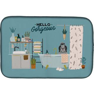 """" Caroline's Treasures CK7511DDM Black Silver Shih Tzu i badekarvasket-tørringsmedier 14 x 21 flerfarvet """"